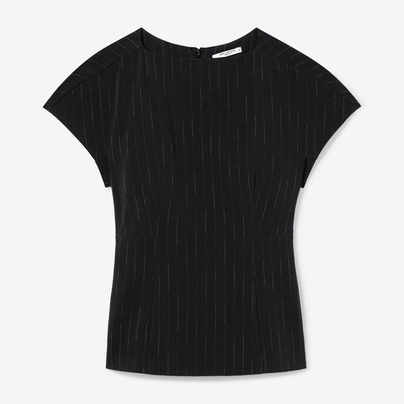 MM.LaFleur Black Pinstripe Structured Career Top Size M